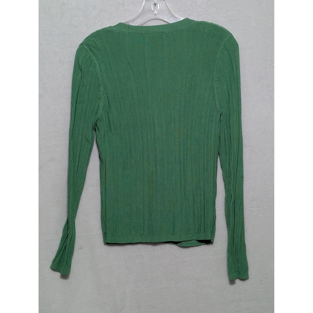 White House Black Market Green Ribbed Button Front Cardigan Sweater S - Picture 4 of 4
